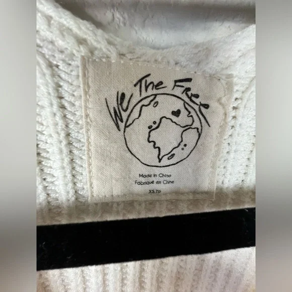 Free people vanguard chunky knit oversized bubble sleeve cream sweater XS - Picture 8 of 8